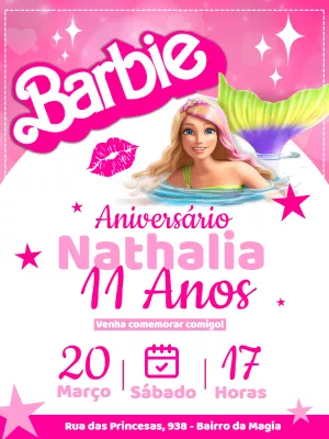 Invitación de cumpleaños Barbie – Estático – Myanne Figueiredo