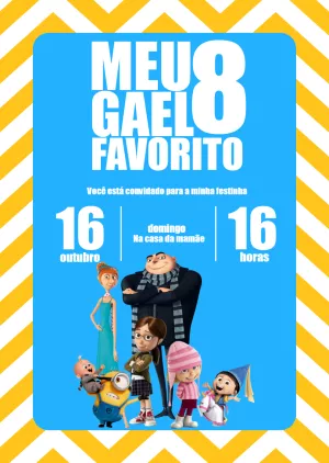 Convite de Aniversário Meu Malvado Favorito para Editar