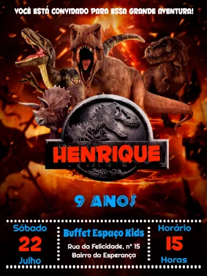 Convite de Aniversário Dinossauros para Editar e Imprimir