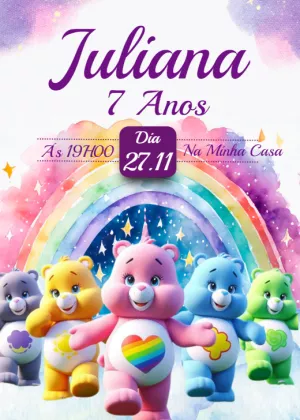 Convite Aniversário Ursinhos Carinhosos para Editar Online