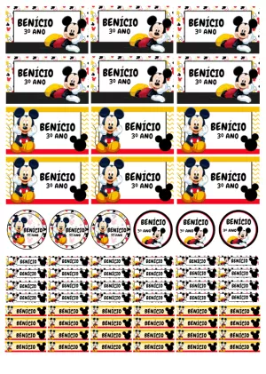 Kit de Etiquetas Escolares Mickey Mouse Editável Online