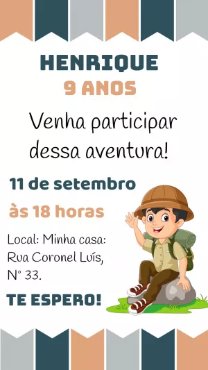 Convite de Aniversário Escoteiro Aventura para Editar Online