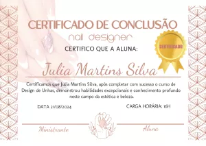 Certificado de Nail Designer Profissional para Editar