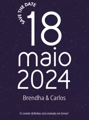 Convite Save the Date Casamento Céu Estrelado para Editar