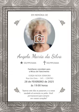 Convite Missa de Falecimento com Foto para Editar Online