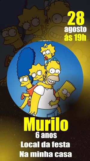 Convite de Aniversário Os Simpsons Editável Online para Imprimir