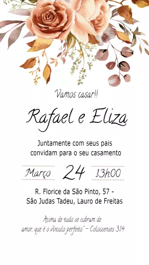 Convite de Casamento Floral Aquarela para Editar Online