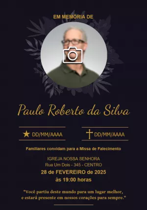 Convite Missa de Falecimento com Foto Editável Online