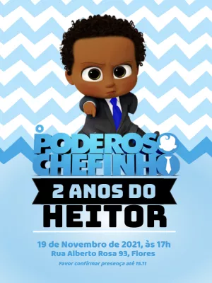 Convite Aniversário Poderoso Chefinho Negro para Editar Online