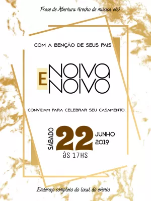 Convite de Casamento Elegante com Dourado para Editar Online