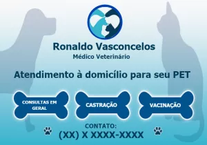 Cartão de Visita Veterinário Editável Online para Divulgação