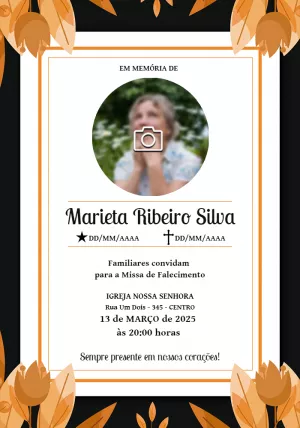 Convite de Missa de Falecimento com Foto Editável Online