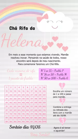 Convite Chá Rifa Chuva de Amor Editável Online para Enviar