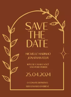 Convite Save the Date Casamento Terracota para Editar Online