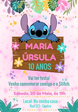 Invitación de cumpleaños Stitch – Estático – Convites e Artes Digitais