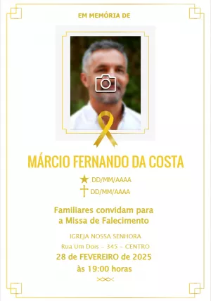 Convite Missa de Falecimento com Foto para Editar Online