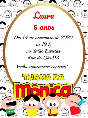 Invitation d'anniversaire Turma da Mônica – Statique – Maria Almeida Gomes de Oliveira
