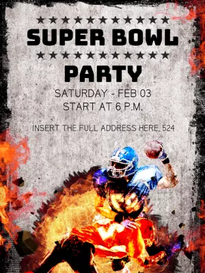 Fiery Football Game Day Invitation to Edit Online