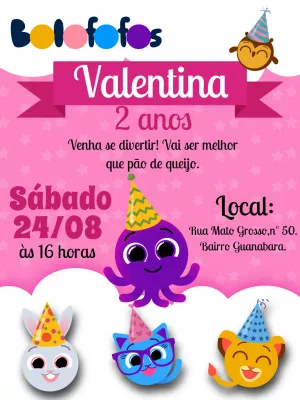 Convite de Aniversário Bolofofos com Personagens para Editar
