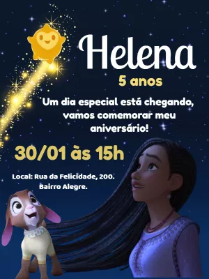 Convite Aniversário Wish: O Poder dos Desejos para Editar