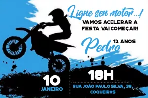 Convite de Aniversário Motocross Radical para Editar Online