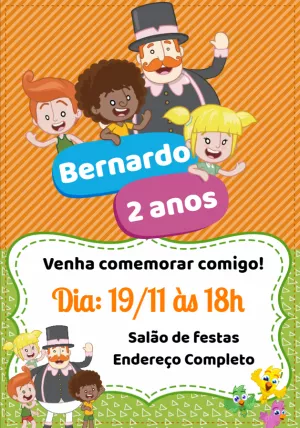 Convite de Aniversário Mundo Bita com Personagens para Editar