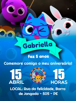Convite de Aniversário Bolofofos com Personagens para Editar
