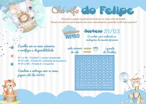 Convite Chá Rifa Safari Baby para Editar Online