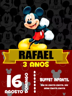 Convite Aniversário Mickey Mouse para Editar Online