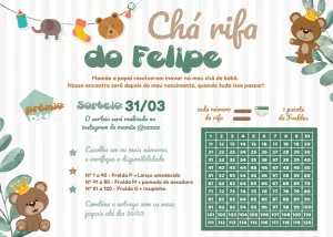 Convite Chá Rifa Ursinho Príncipe para Editar Online