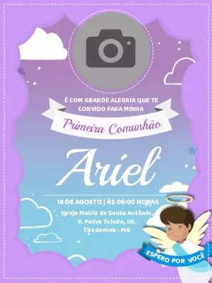 Convite de Primeira Comunhão com Foto para Editar Online