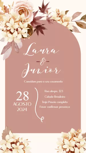 Convite de Casamento Floral Elegante para Editar Online