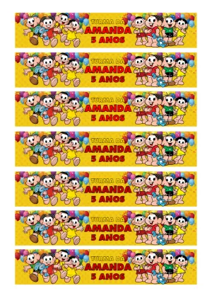 Rótulo de Garrafa Turma da Mônica para Aniversário para Editar