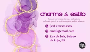 Cartão de Visita Aquarela Roxo e Dourado para Editar Online