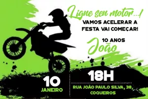 Convite de Aniversário Motocross Radical para Editar Online