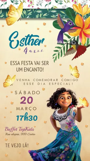 Convite Aniversário Encanto com Mirabel para Editar Online