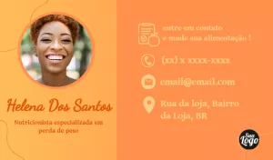 Cartão de Visita Nutricionista com Foto Editável Online
