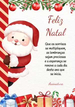 Cartão de Natal com Papai Noel Fofo para Editar Online