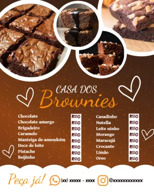 Cardápio de Brownies com Fotos para Editar Online