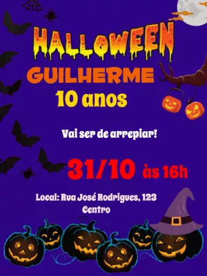 Convite Aniversário Halloween com Abóboras para Editar Online