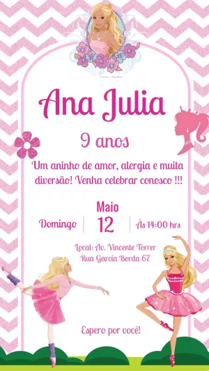 Invitación de cumpleaños Barbie – Estático – Laiane