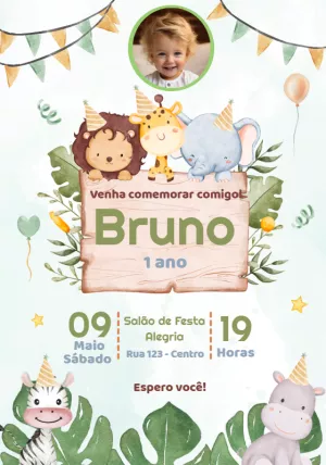 Safari Birthday Invitation – Static – Convites e Artes Digitais