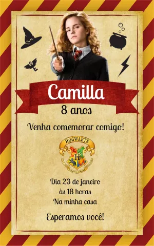 Convite de Aniversário Hermione Harry Potter para Editar Online