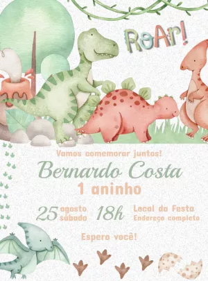 Invitación de cumpleaños Dinosaurio – Estático – Renata Designer