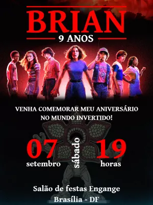 Convite de Aniversário Stranger Things para Editar Online
