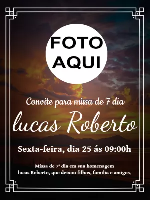 Convite de Missa de 7º dia com Foto para Editar Online