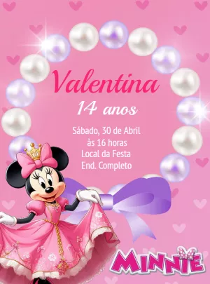 Convite Aniversário Minnie Realeza Editável Online