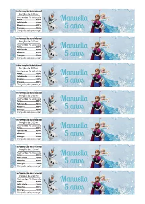 Rótulo de Garrafa Frozen para Aniversário Editável Online