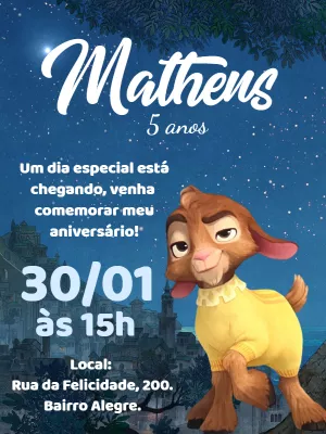 Convite de Aniversário Valentino Wish para Editar Online