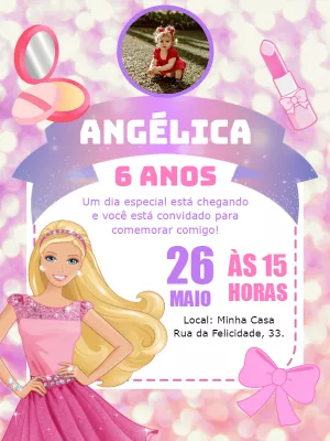 Invitación de cumpleaños Barbie – Estático – Pedro Henrique